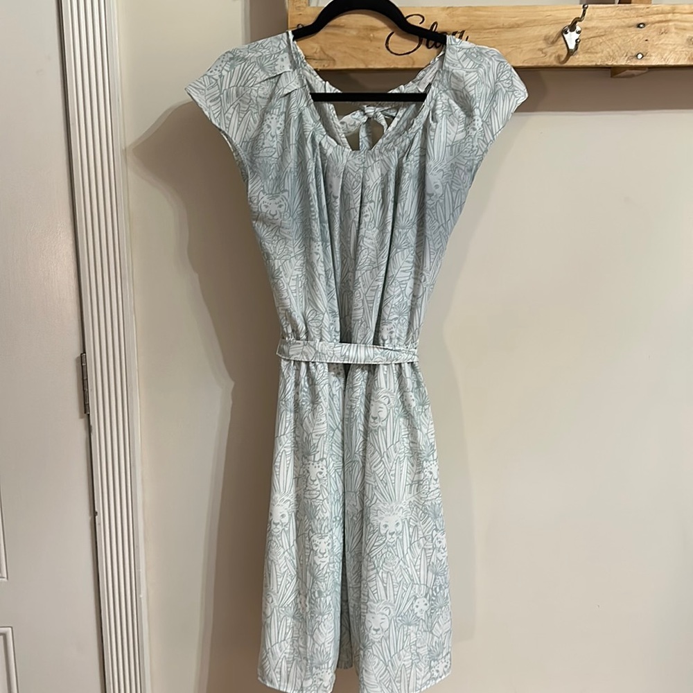 Lauren Conrad Belted Feline Printed Dress